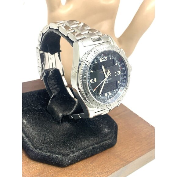Breitling B-1 Men's Watch Pilot A68362 Swiss Quartz Analog Digital Steel 44mm - Picture 13 of 13